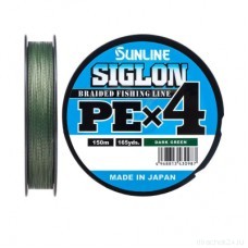 Шнур Sunline SIGLON PE×4 150M(Dark Green) #0.6/10LB